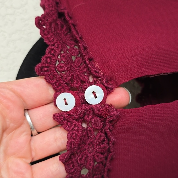 Entro Maroon Lace Ruffle Dress S - Picture 7 of 7